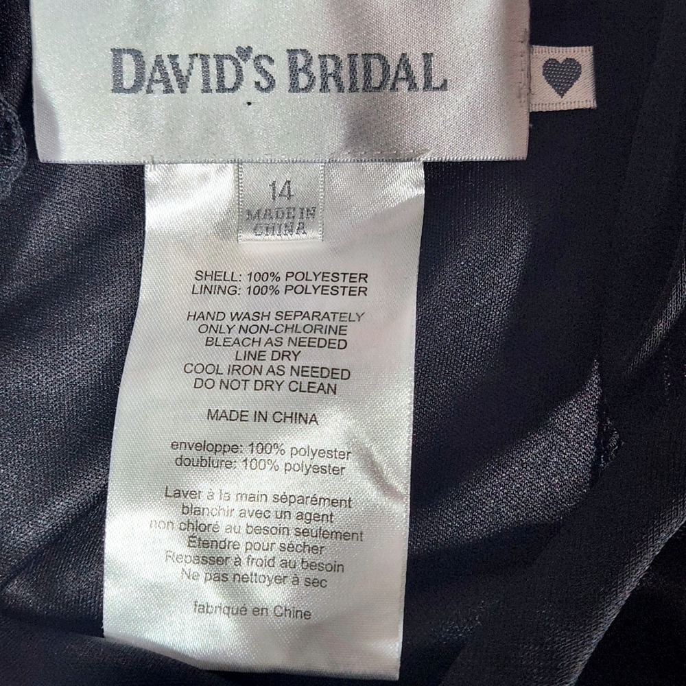 David's Bridal Cocktail Dress Womens 14 Black Polyester Ruched Halter F15612 - Picture 4 of 15